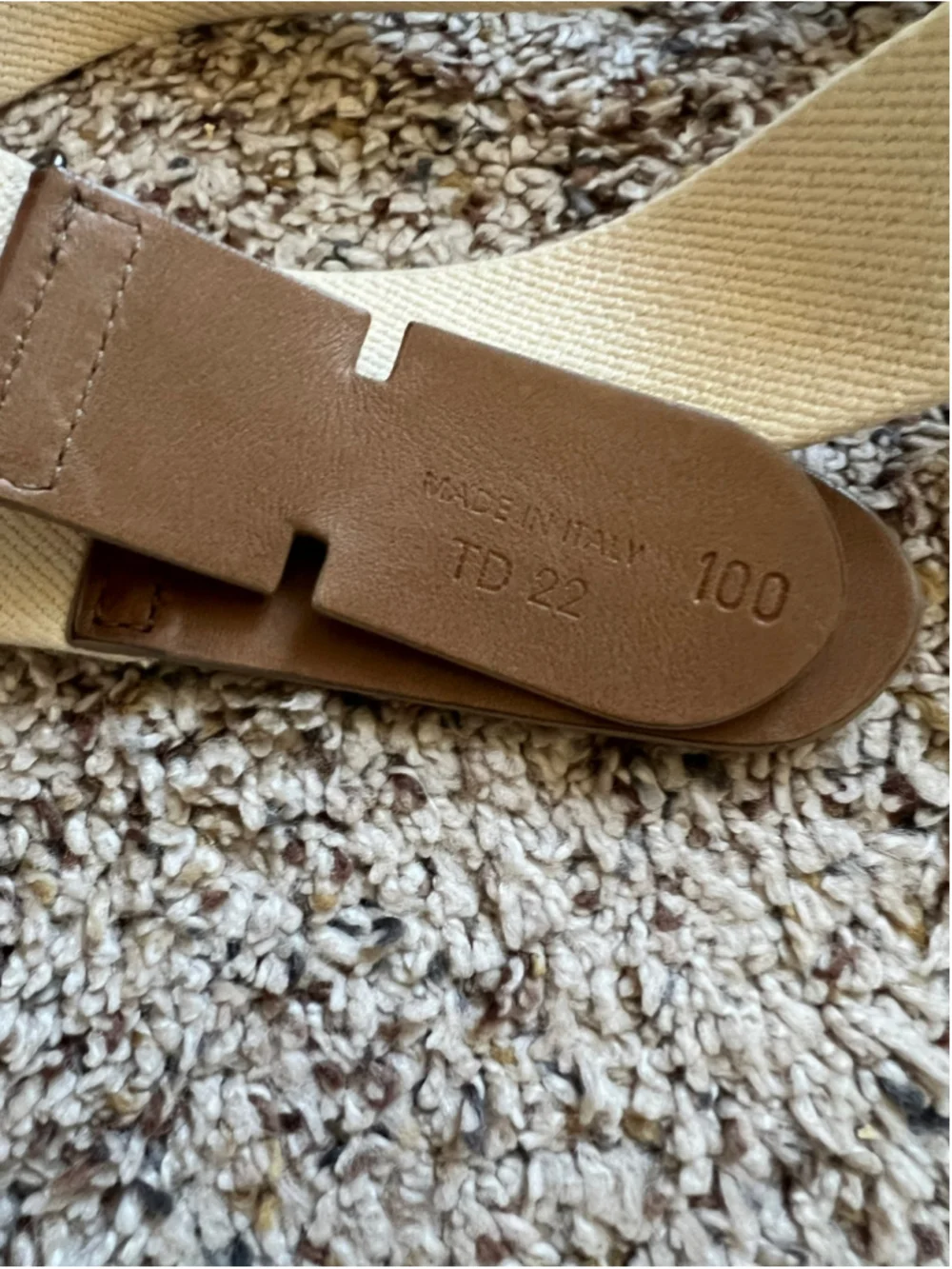 Men's Tod's Canvas & Leather Belt, Beige and Brown, Vintage New 199cm/40in